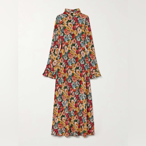 Doen Musetta floral-print silk midi dress NEW without tag - Picture 7 of 10